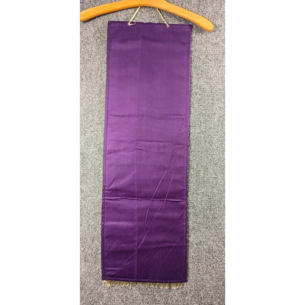 Handmade Purple Gold Brocade Hanging Wall Organizer 3 Pocket Mail Holder Boho